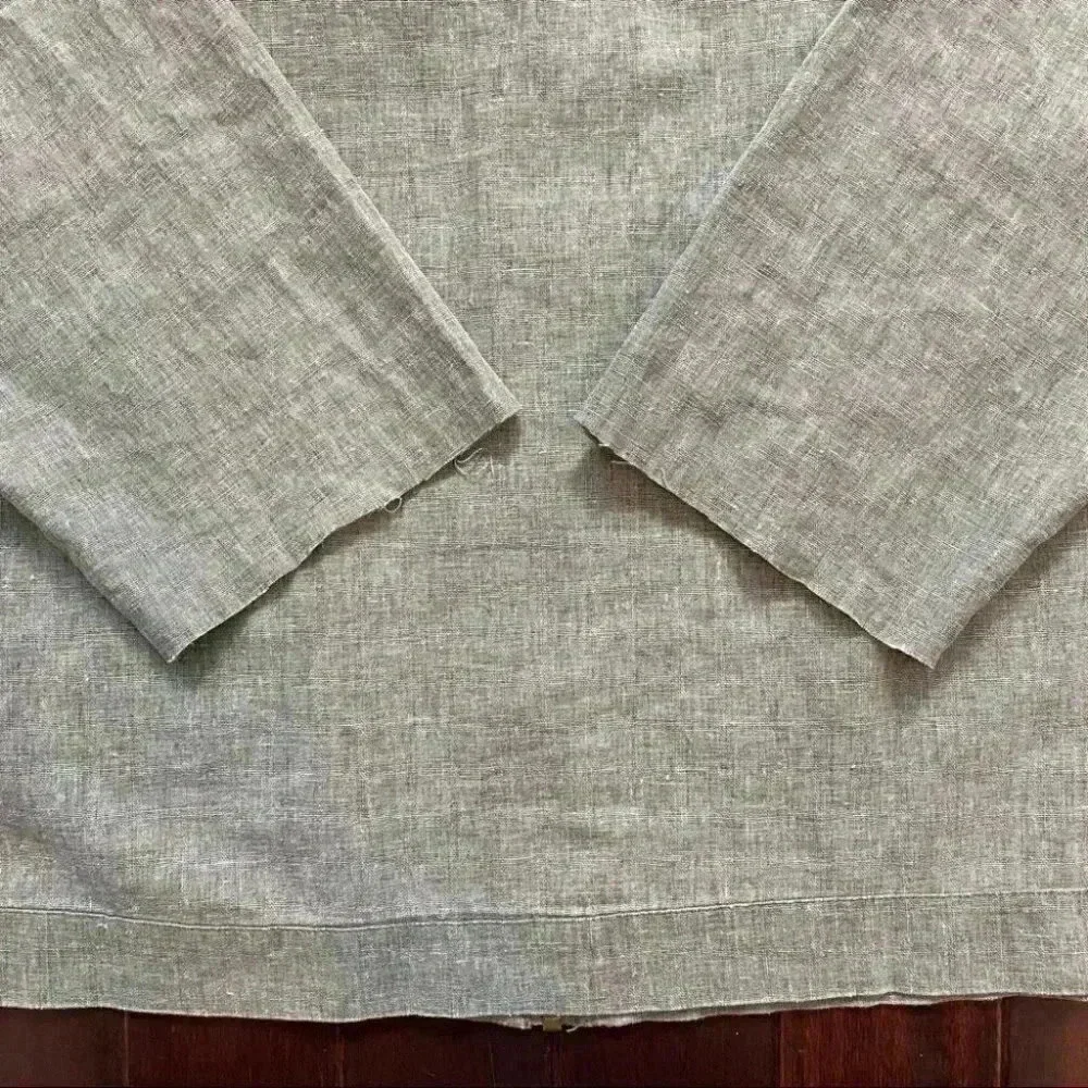 Avon Linen Jacket Cropped Lightweight Spring Fall Hood Olive Green Large - Picture 14 of 16